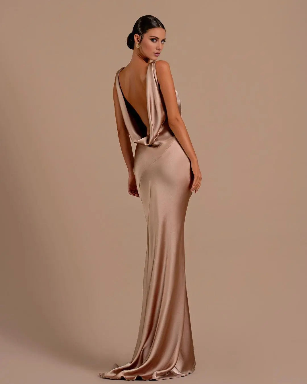 Vestido Weitese con corte sirena encantador, vestido largo con cuello vuelto y espalda descubierta, vestido de fiesta sin mangas